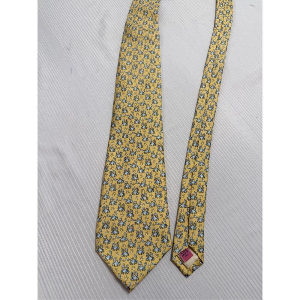 Vineyard Vines Yellow Silk Crab Necktie Tie